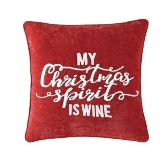 Lacourte Christmas Spirit Decorative Pillow,Red, 18″ x 18″  MSRP $60 - Picture 2 of 5